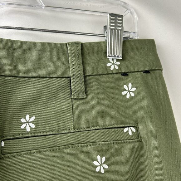 J. Crew Womens Sz 4 High-Rise Girlfriend Chino Pants Olive Green Daisy Print NWT - Picture 14 of 16